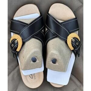Clark’s Raleigh Bay Sandal Black Women’s Sandal Wicker Buckle NEW